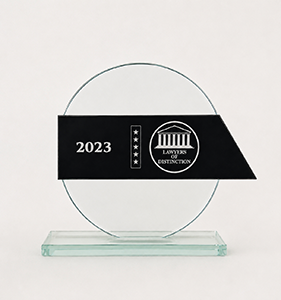Lawyers of Distinction five-star 2023 | glass award
