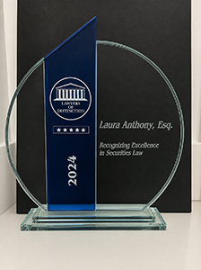 Lawyers of Distinction five-star 2024 | Laura Anthony, Esq. | recognizing excellence in Securities Law