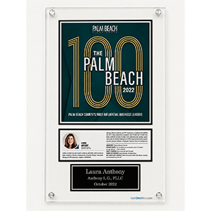 The Palm Beach 100 | Palm Beach County's Most Influential Business Leaders | Laura Anthony | Anthony L.G., PLLC | October 2022