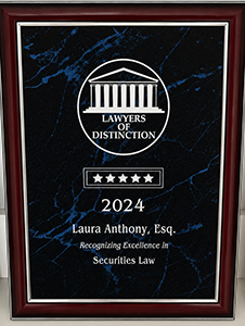 Lawyers of Distinction five-star 2024 | Laura Anthony, Esq. | recognizing excellence in Securities Law