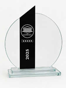 Lawyers of Distinction five-star 2025 | glass award