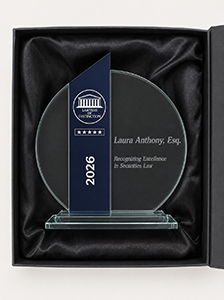 Lawyers of Distinction five-star 2026 | Laura Anthony, Esq. | recognizing excellence in Securities Law
