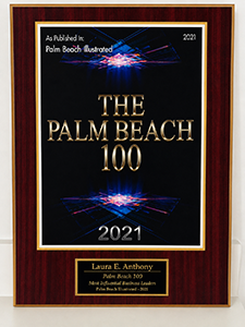 The Palm Beach 100 award 2021 | Laura E. Anthony | Palm Beach County's most influential business leaders